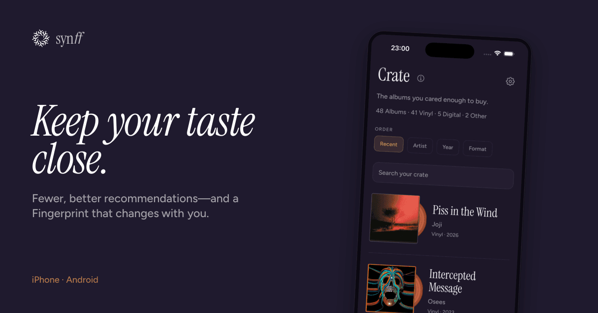 synff Crate on phone: the albums you cared enough to buy.